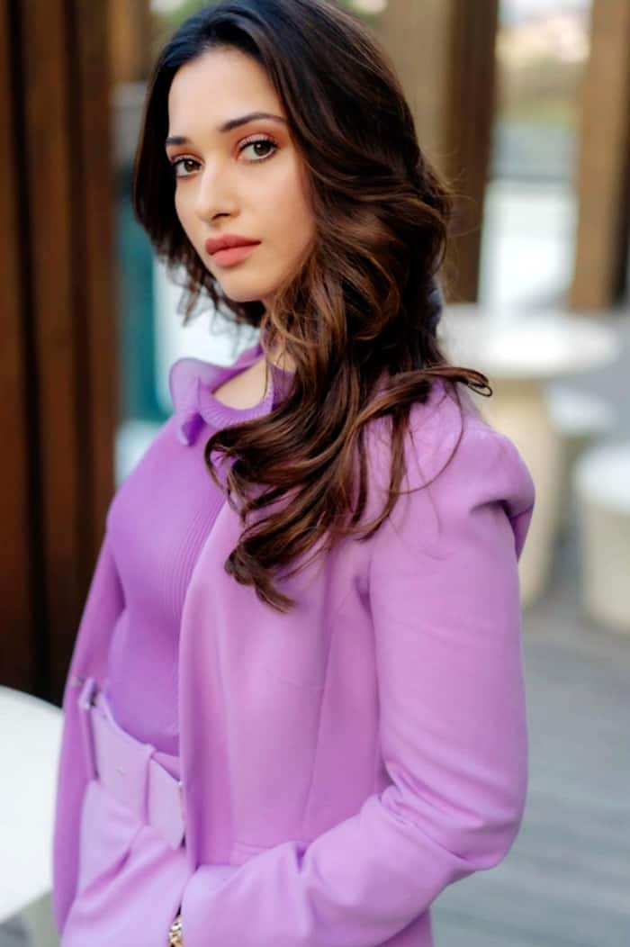 Tamannaah Bhatia Gives Boss Vibes in Lavender Pantsuit