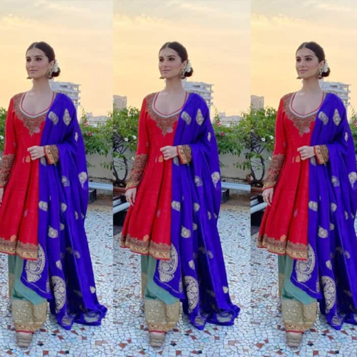 Tara Sutaria wears all the bold colours together in her Diwali-special outfit
