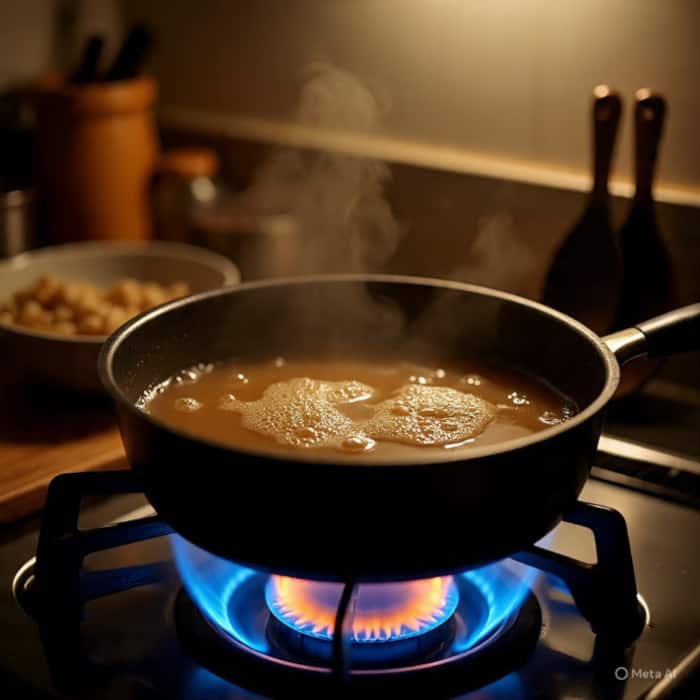 Turn the flame to medium after heating