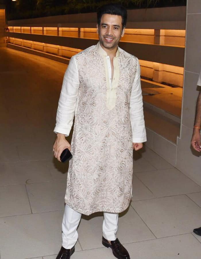 Tusshar Kapoor in a white-golden sherwani at Ekta Kapoor’s Diwali Party