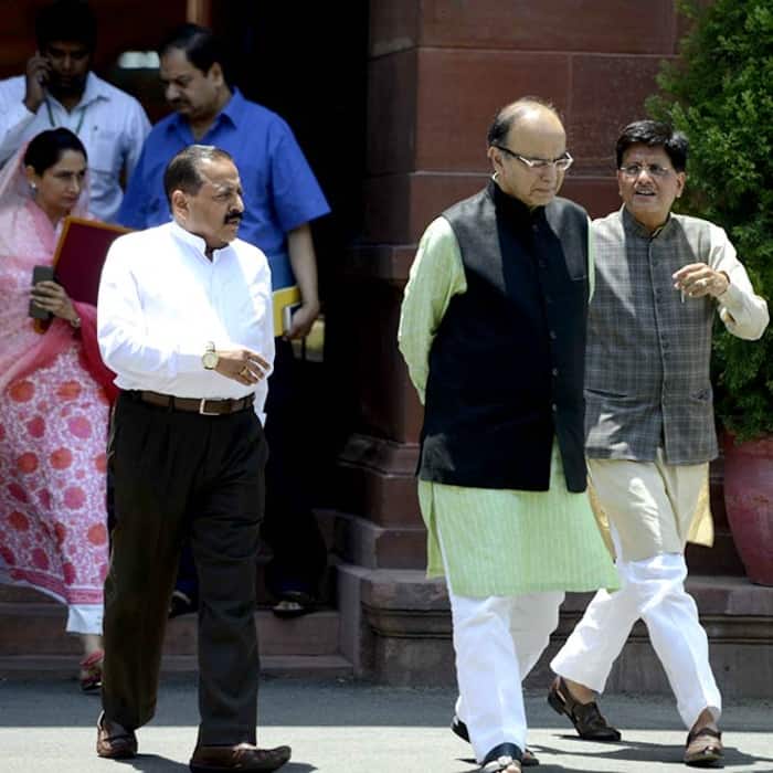 Union Ministers after cabinet meeting