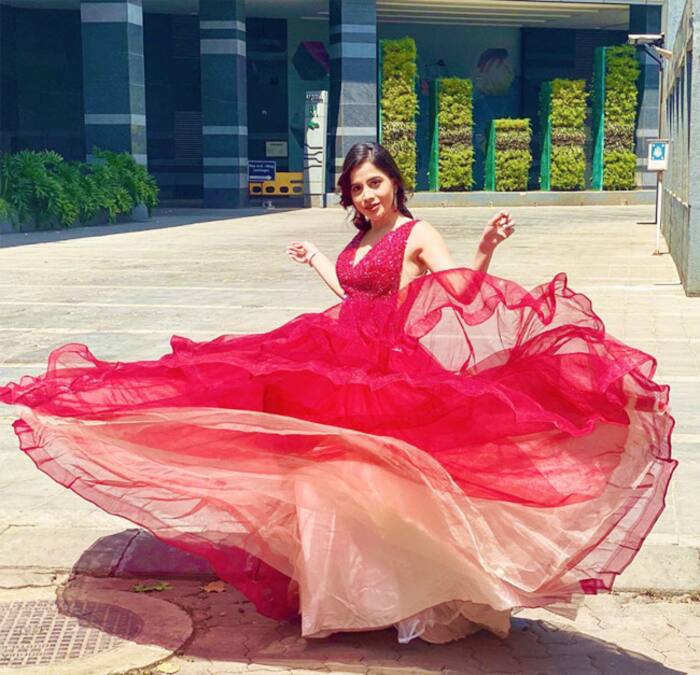 Urfi Javed in ravishing red gown