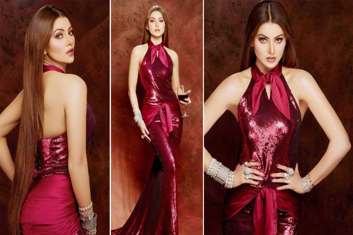 Urvashi Rautela Turns Up The Heat in a Burgundy Sequinned Gown| See Hot Photos