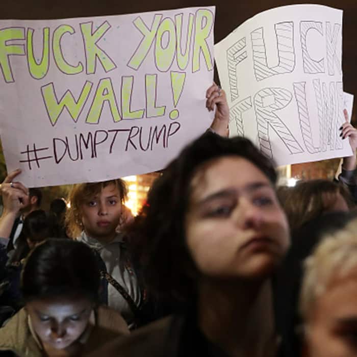 US Citizens protesting against US President Donald Trump